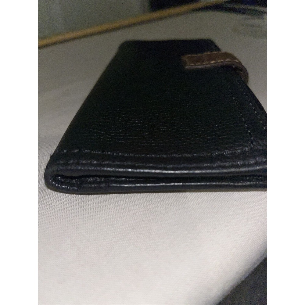 Fossil Leather Wallet Black Brown Clutch Pouch Card Organizer Pebble Bifold - Picture 11 of 11